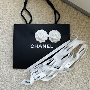 Chanel Medium Paper Bag, Ribbon & Camellia